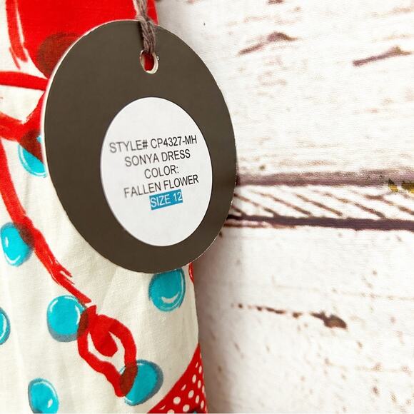 ANTHROPOLOGIE Eva Franco Fit and Flare Floral Dress Sz 12 - Picture 8 of 10